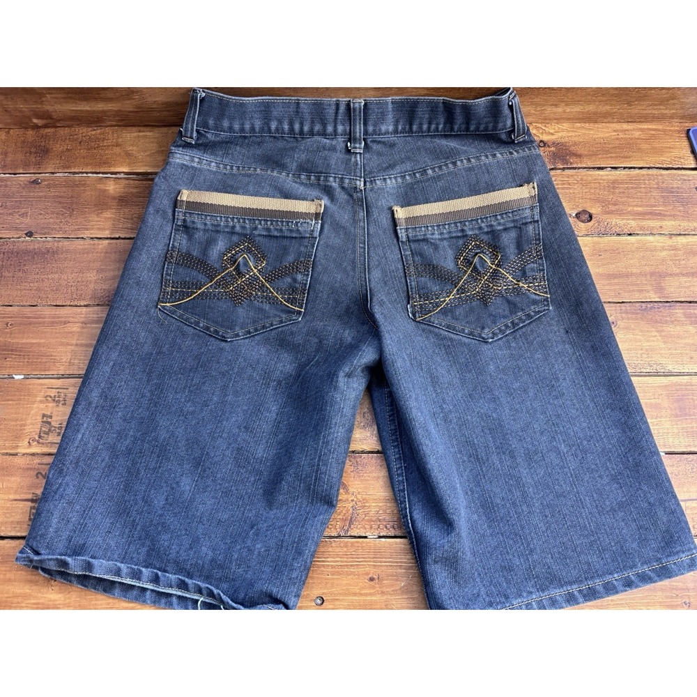 Vintage Red Ape Jean Shorts Men 34x13 Grey Denim Streetwear y2k Hip Hop Baggy